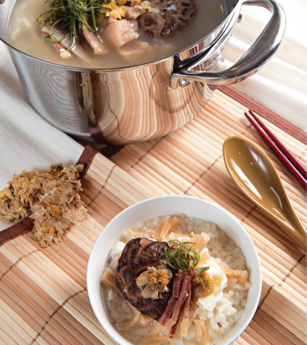 Egg Whites Congee with Chrysanthemum